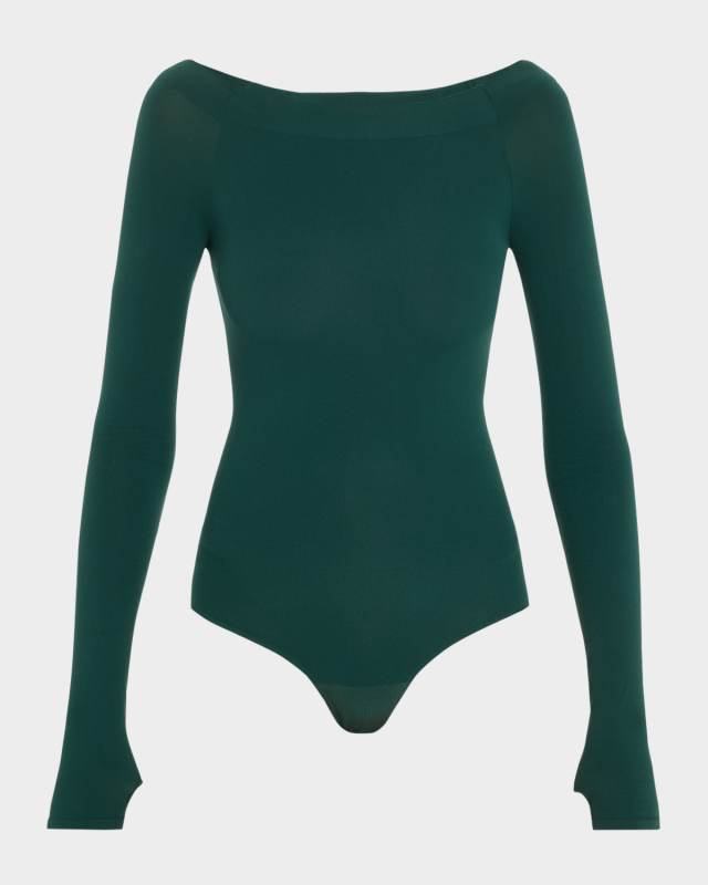 Ballet Off-Shoulder Microfiber Bodysuit